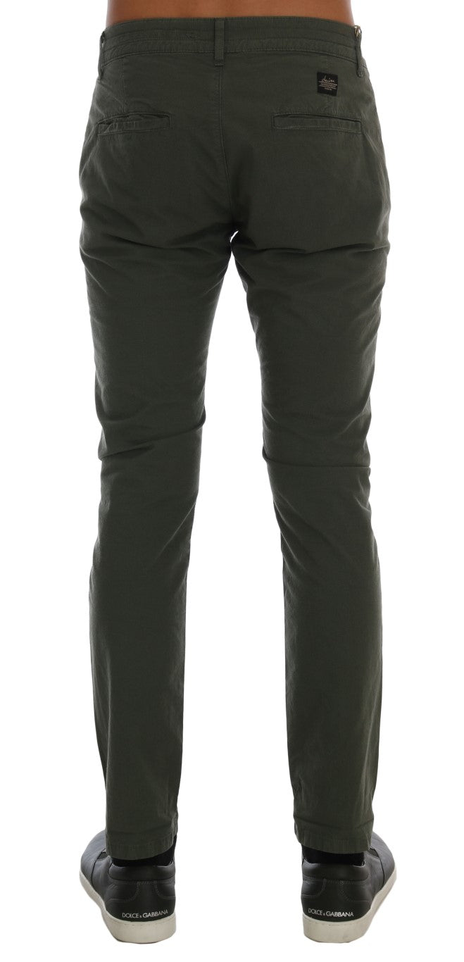 Elegant Slim Fit Green Chinos