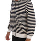 Elegant Full Zip Hooded Striped Sweater