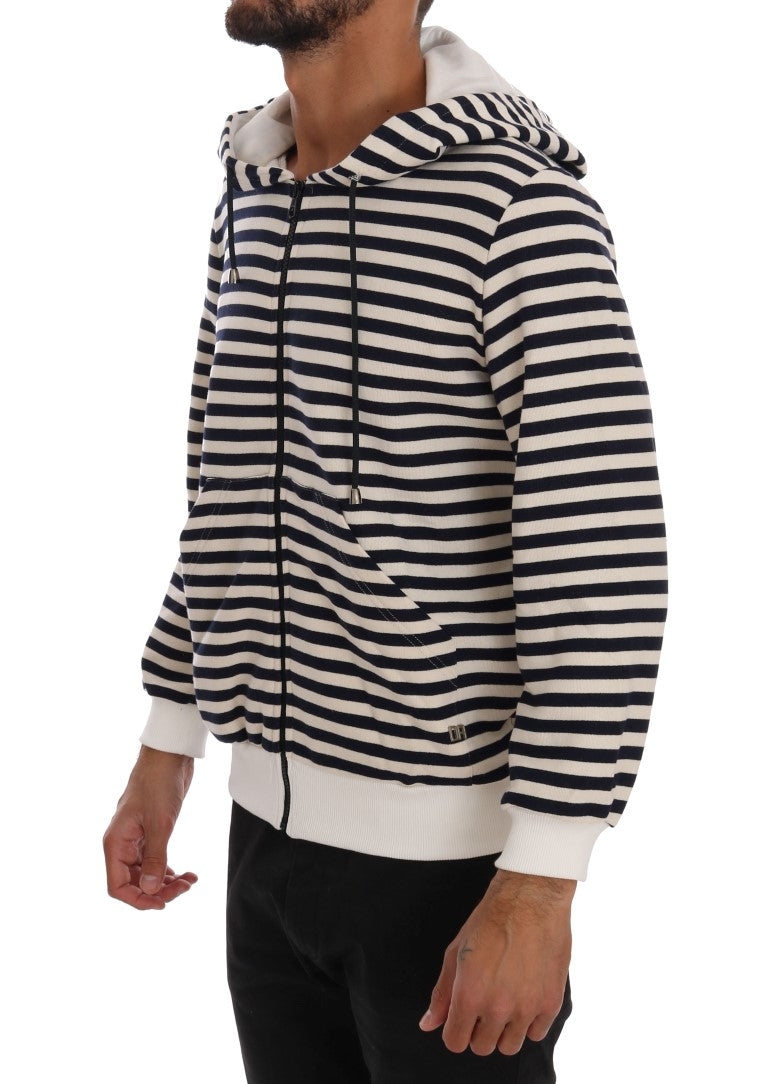 Elegant Full Zip Hooded Striped Sweater