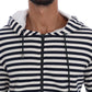 Elegant Full Zip Hooded Striped Sweater