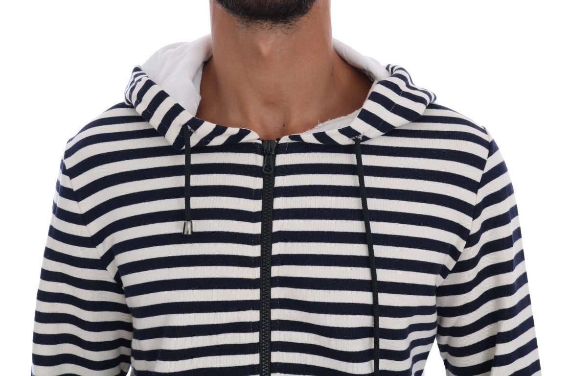 Elegant Full Zip Hooded Striped Sweater