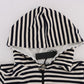 Elegant Full Zip Hooded Striped Sweater