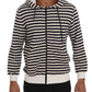 Elegant Full Zip Hooded Striped Sweater