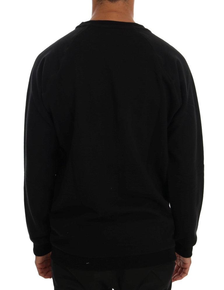 Elegant Black Cotton Crewneck Sweater