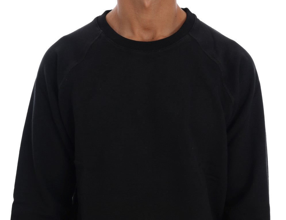 Elegant Black Cotton Crewneck Sweater