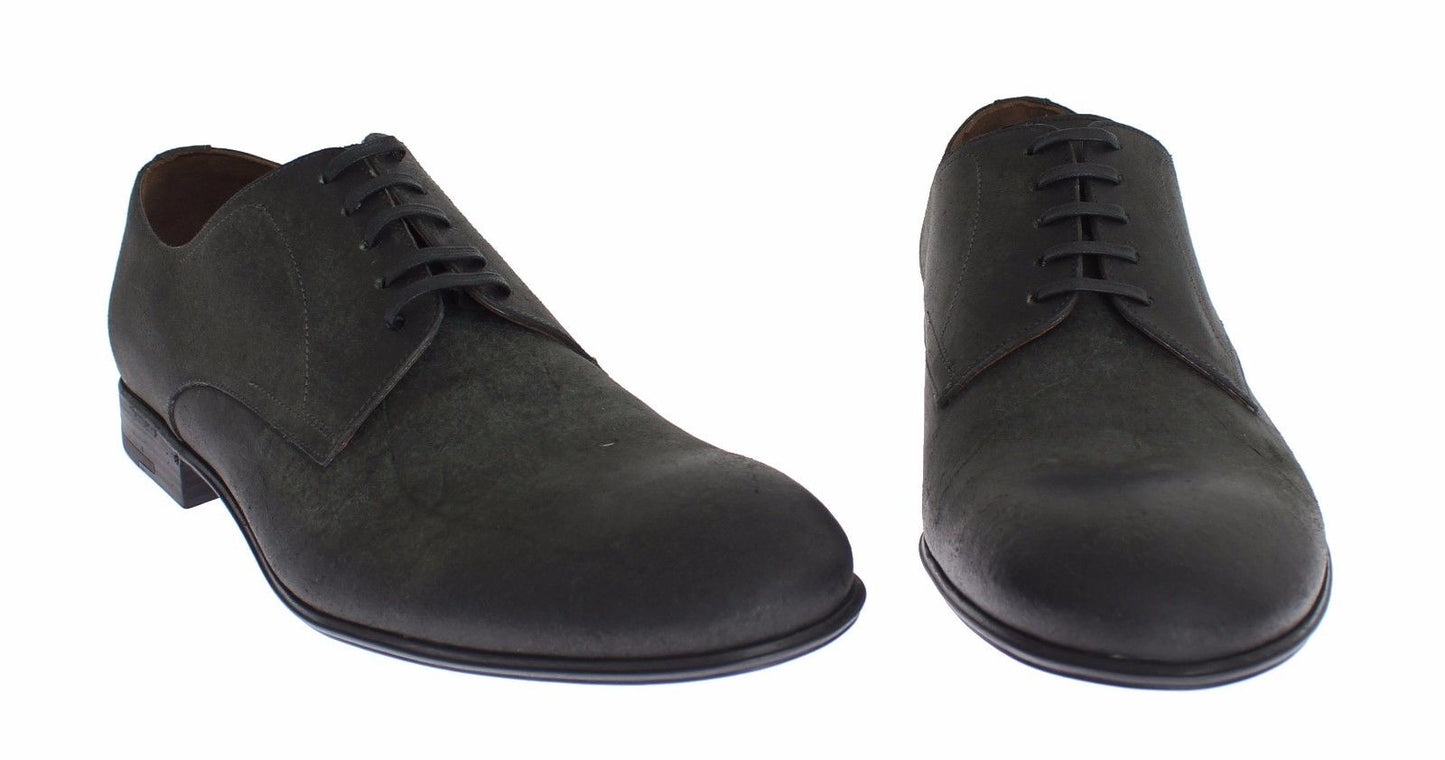 Elegant Green Leather Derby Shoes