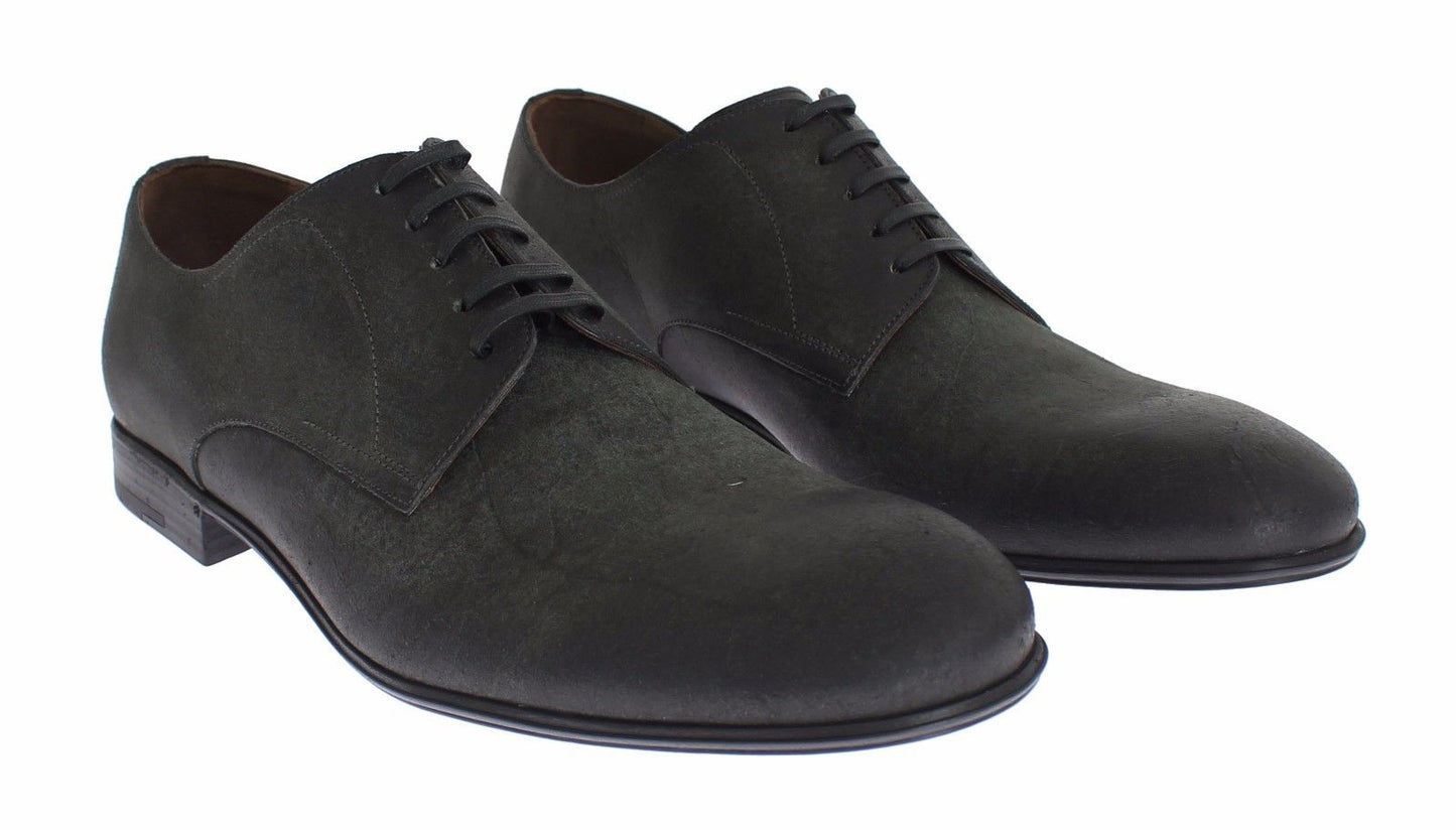 Elegant Green Leather Derby Shoes