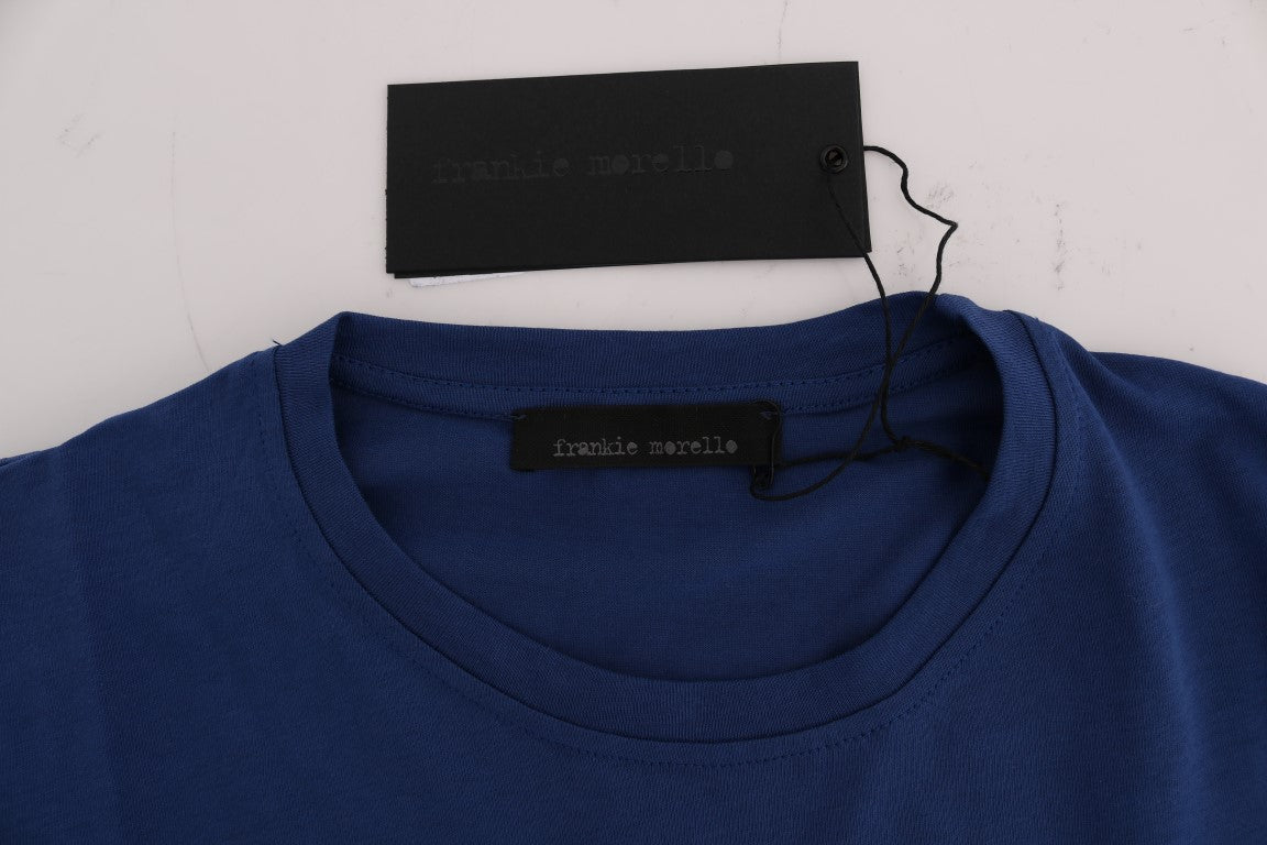 Elegant Blue Crewneck Cotton Tee