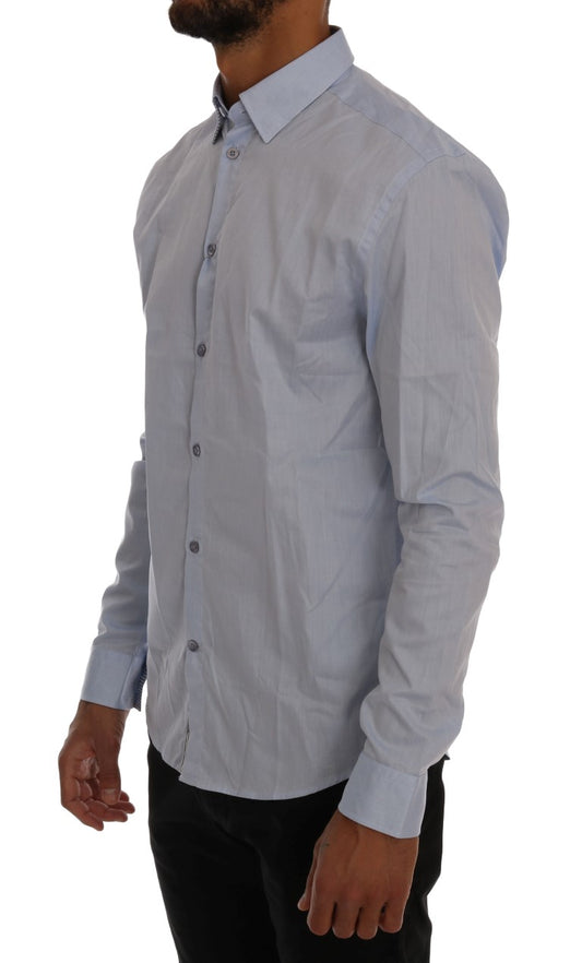 Elegant Blue Casual Cotton Shirt