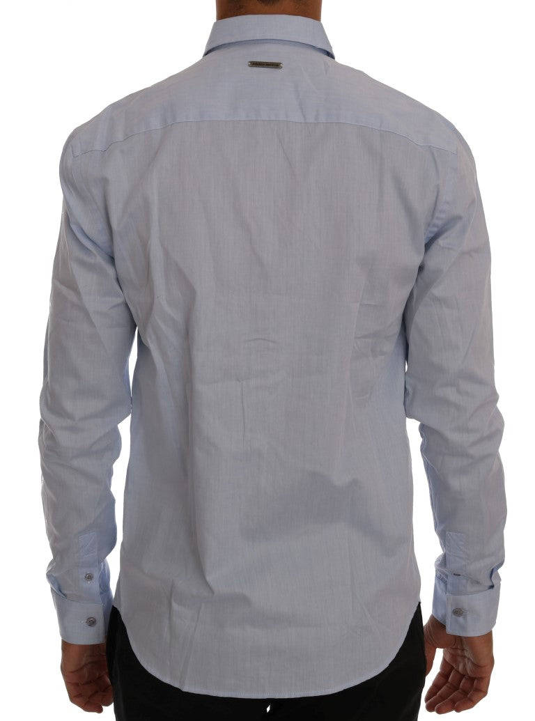 Elegant Blue Casual Cotton Shirt