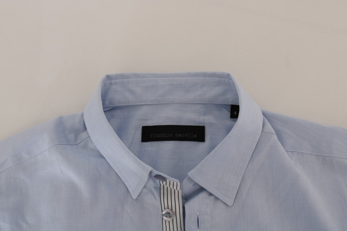 Elegant Blue Casual Cotton Shirt