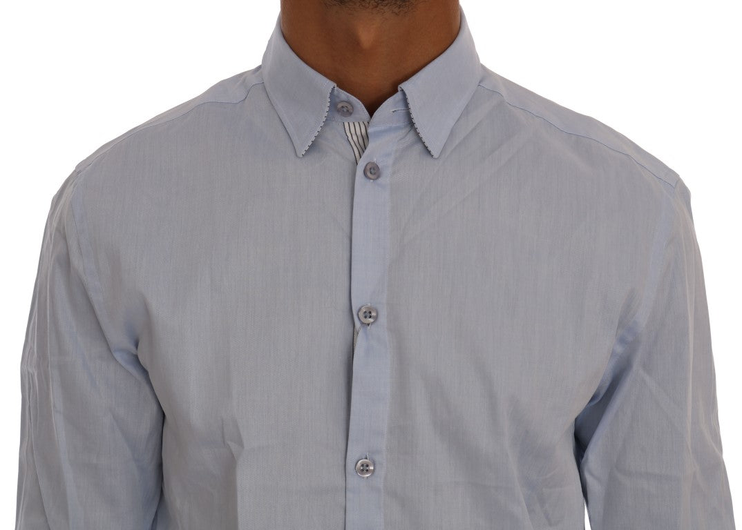 Elegant Blue Casual Cotton Shirt