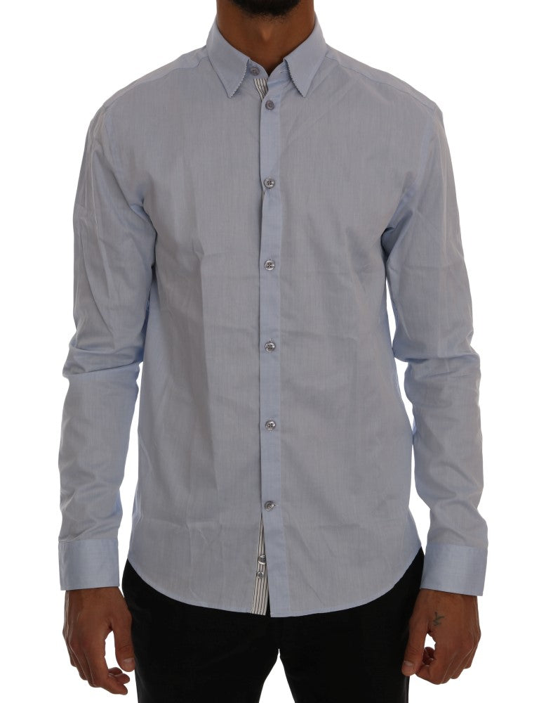 Elegant Blue Casual Cotton Shirt