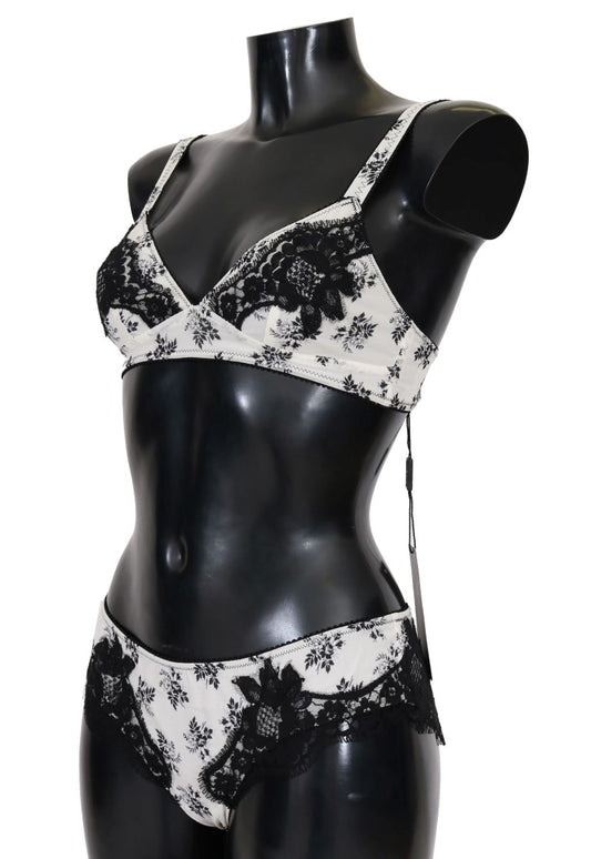 Elegant Floral Lace Silk Lingerie Set