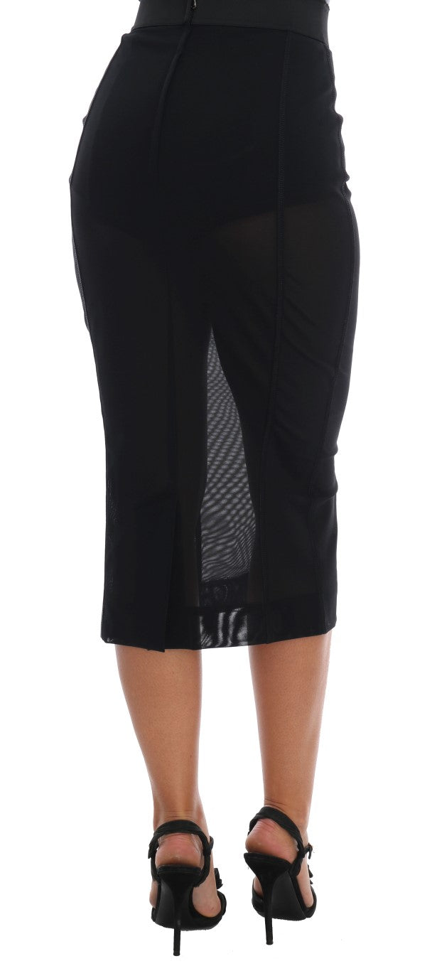 Elegant Black High Waist Pencil Skirt