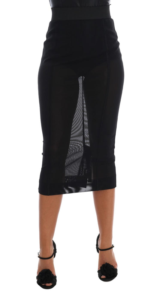 Elegant Black High Waist Pencil Skirt