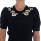 Black Cashmere Crystal Cardigan Sweater