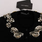 Black Cashmere Crystal Cardigan Sweater