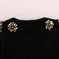 Black Cashmere Crystal Cardigan Sweater
