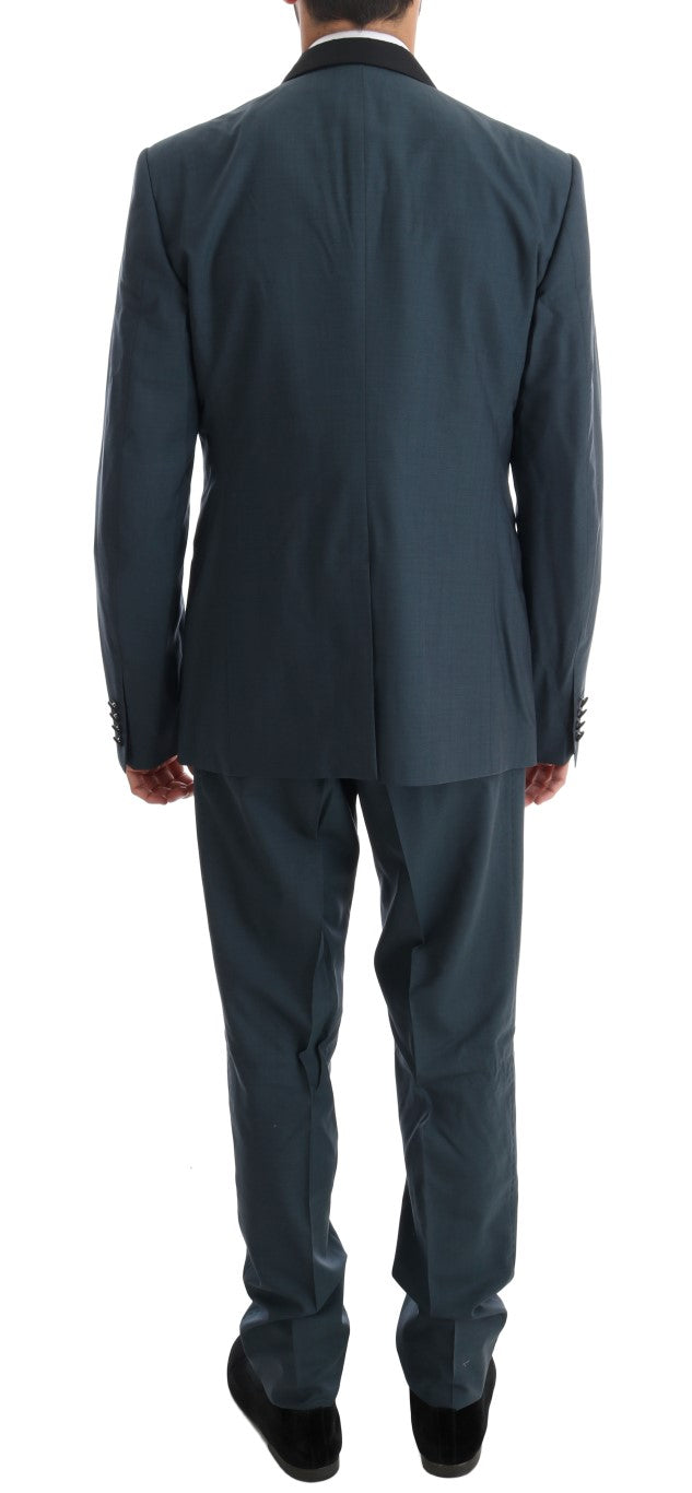 Elegant Blue Wool Silk Men's Suit