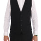 Elegant Black Wool 3-Piece Slim Fit Suit