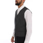 Elegant Black Double Breasted Wool Suit