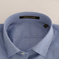 Elegant Blue Checkered Formal Dress Shirt