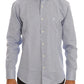 Elegant Blue Checkered Formal Dress Shirt