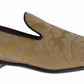 Golden Baroque Silk Dress Loafers