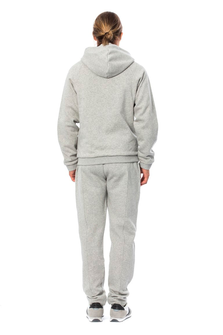 Elegant Gray Hooded Cotton Sweatsuit