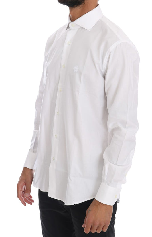 Elegant Diagonal Striped White Formal Shirt