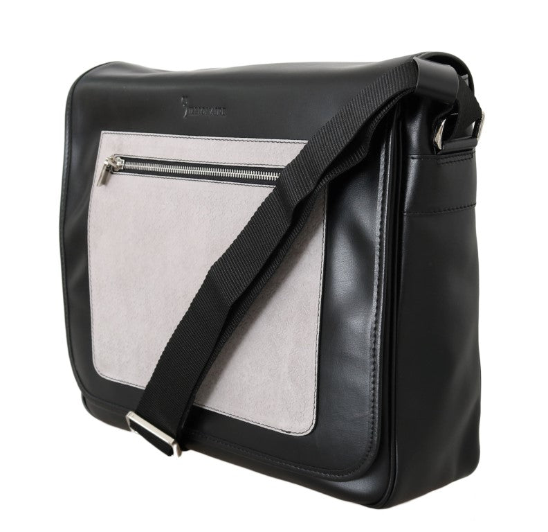 Elegant Two-Tone Leather Messenger Bag