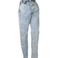 Women's Blue Cotton Snow Wash Denim Jeans