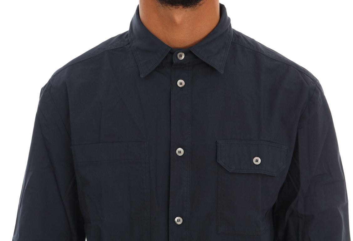 Elegant Blue Cotton Casual Shirt