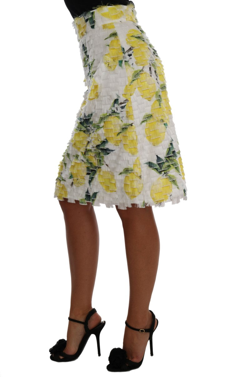 Lemon Print Fringe Pencil Skirt