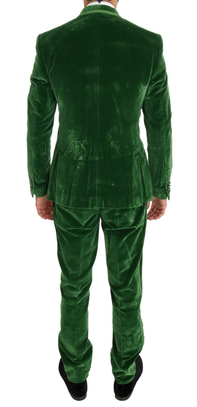 Emerald Elegance Velvet Three-Piece Suit