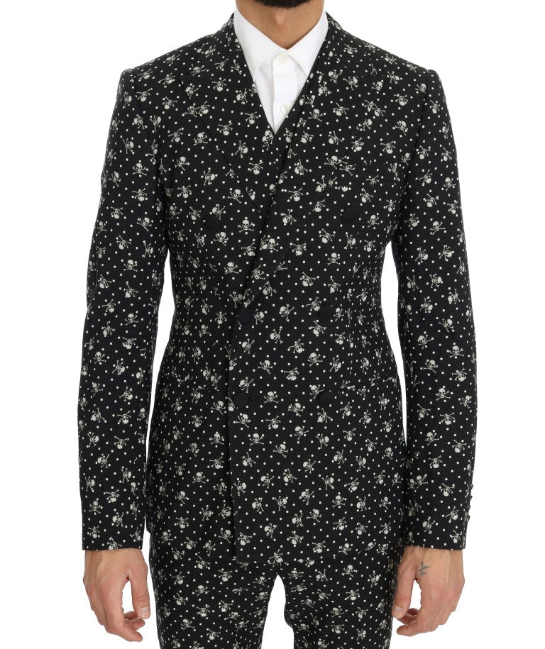 Chic Skull Printed Slim Fit Men's Suit