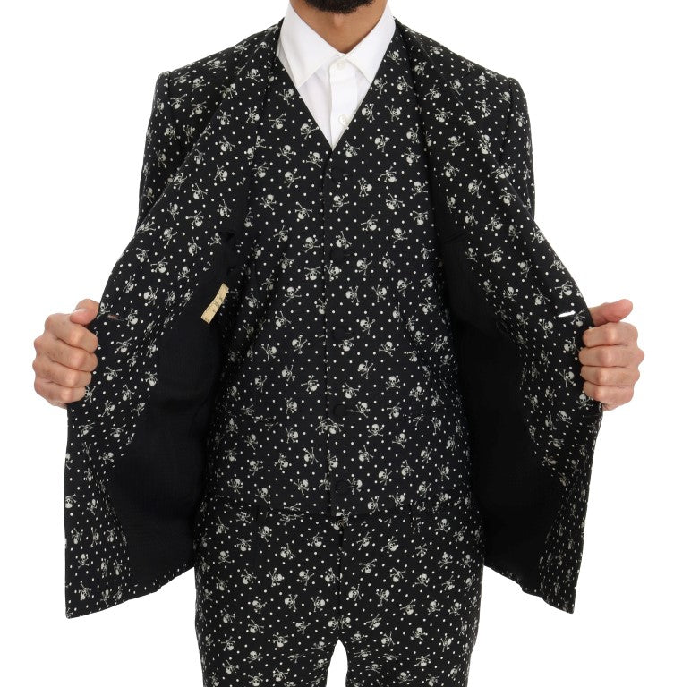 Chic Skull Printed Slim Fit Men's Suit