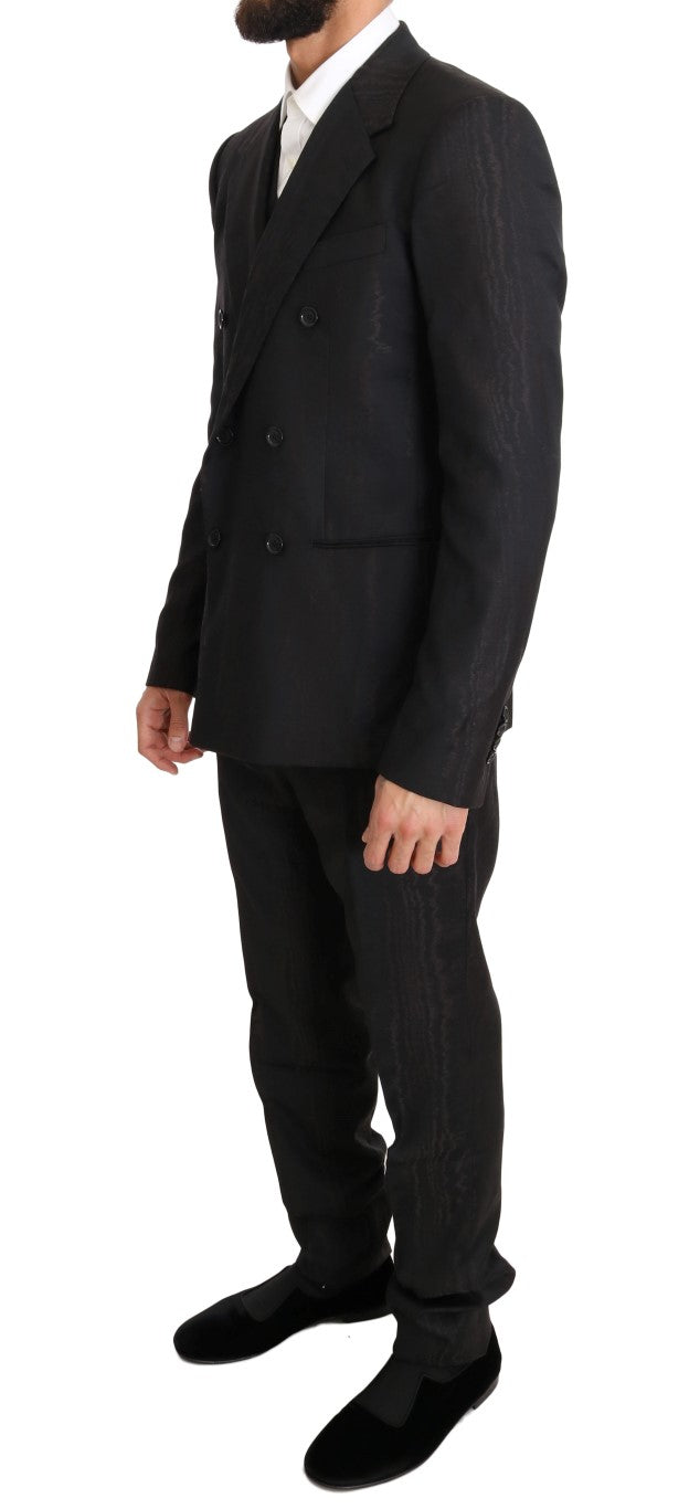 Elegant Brown Wool Three-Piece Suit