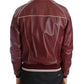 Elegant Bordeaux Leather Bomber Jacket