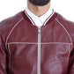 Elegant Bordeaux Leather Bomber Jacket