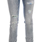 Chic Light Blue Torn Slim Fit Jeans