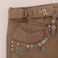 Beige Super Slim Fit Designer Jeans