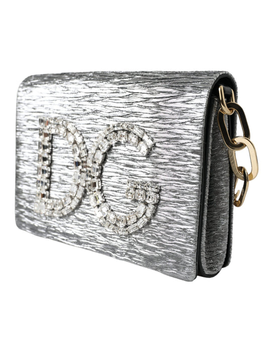 Exquisite Silver Swarovski Embellished Clutch