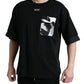 Black Camouflage Cotton Crewneck T-shirt