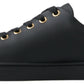 Black Gold Leather Classic Sneakers Shoes