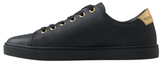 Black Gold Leather Classic Sneakers Shoes