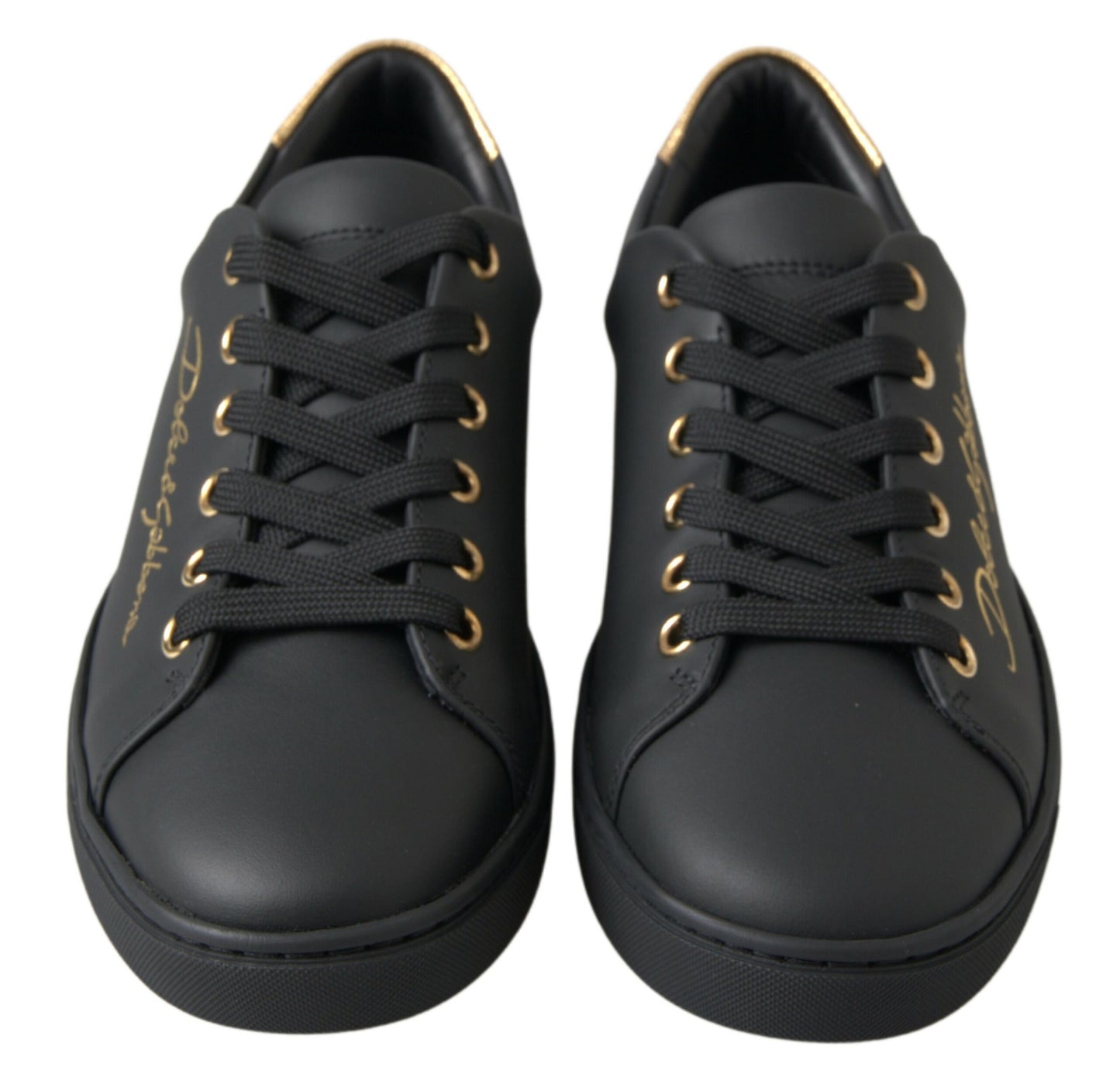 Black Gold Leather Classic Sneakers Shoes