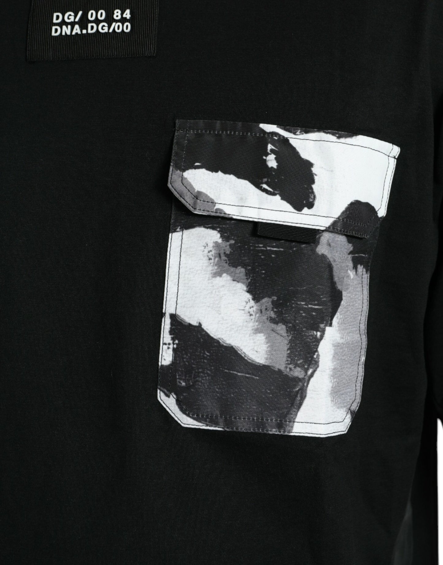 Black Camouflage Cotton Crewneck T-shirt