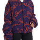 Purple Logo Print Nylon Button Down Jacket